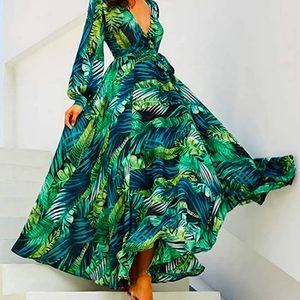 Miami Tropical Long Sleeve Maxi Dress